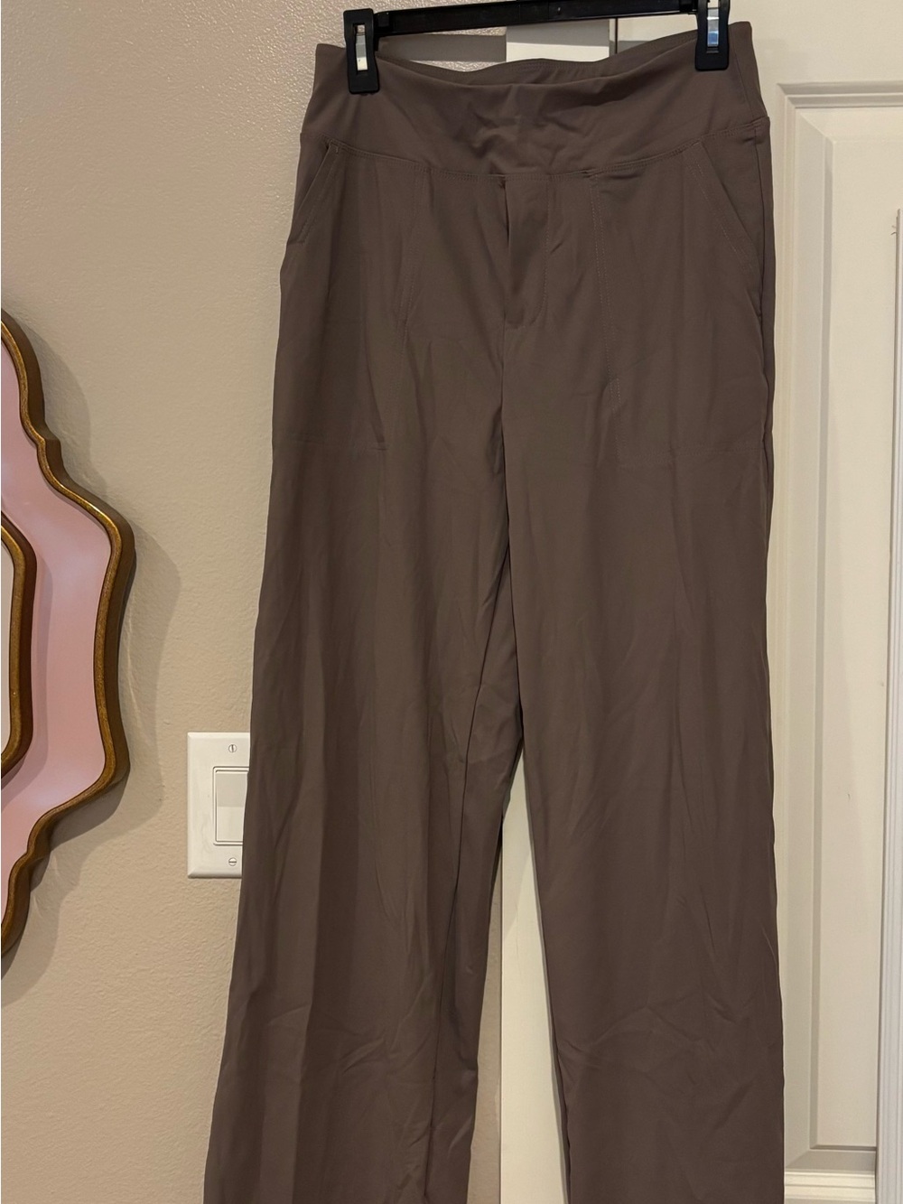 Wide Leg Stretch Pull-On Pants - Taupe